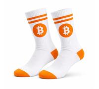 INVIDA Bitcoin Socken Weiß 3er Pack 36-43 | Krypto BTC Crypto Hodl Satoshi Sportsocken Herren Damen Unisex | Bitcoin Symbol Halvingformel Made in EU | Baumwolle Krypto Merchandise Fan Geschenk