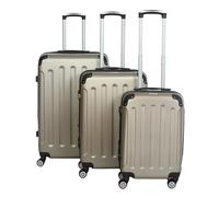 INVIDA Glüückskind Luxus Koffer Trolley Kofferset aus ABS in 6 Farben und Einzel oder im Set Frei Wählbar Champagne 3tlg. Set