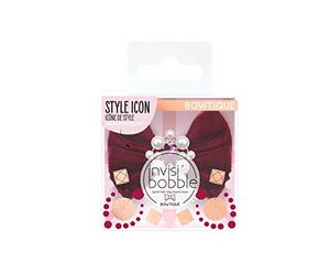 Invisibobble Bowtique Haarschleife, Spiral Haargummi Schleife Bordeaux Rot mit Perlen I Haarschmuck für Mädchen & Damen I Limited Collection