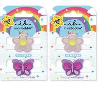 invisibobble CLIPSTAR GLOW KIDS HAPPY FLOWER - 2 Stück leuchtende Kinder Haarspangen - Blume- und Schmetterling-Design - Rutschfeste Haarclips für gesundes Haar - Perfekt für Mädchen (Packung mit 2)