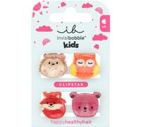 invisibobble Haarspange Mädchen Kinder (4x) - Haarklammer Tier Igel Eule Fuchs Bär verspielt - Clipstar Kids Clever Classmates süß - Hair Claws Schule Kindergarten Haarschmuck Geschenk