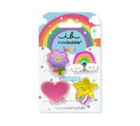 invisibobble CLIPSTAR KIDS HAPPY WORLD - 4 Stück Kinder Haarspangen - Regenbogen-, Stern-, Herz- und Blumen-Design - Rutschfeste Haarclips für gesundes Haar - Perfekt für Mädchen