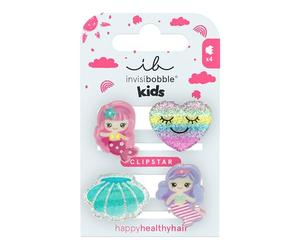 Invisibobble Clipstar Kids Mermaid Dreams Haarklammer Mädchen Kinder (4x) | Haarspange, Meerjungfrau, Muschel, Herz, Unterwasser, süß - Hair Claws für Kindergarten & Schule, Haarschmuck, Geschenk