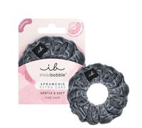 invisibobble Haargummi Extra Care Grau Scrunchie Soft as Silk, Haargummis starker Halt für Mädchen & Damen, Scrunchies Samt Grau, designed im Herzen Münchens, 1 stück (1er Pack)