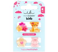 invisibobble Haarklammer Kinder (4x) Mädchen - Haarspange Bär Blume sanft verspielt süß bunt - Clipstar Kids Bearly Bloomed - Hair Claws Kinder Haarschmuck Kindergarten Geschenk alltagstauglich