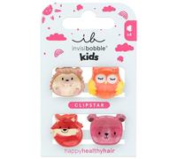 invisibobble Haarspange Mädchen Kinder (4x) - Haarklammer Tier Igel Eule Fuchs Bär verspielt - Clipstar Kids Clever Classmates süß - Hair Claws Schule Kindergarten Haarschmuck Geschenk