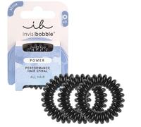 invisibobble Power True Black, Schwarzes Spiral Haargummi für Dickes Haar & Aktiven Lebensstil, HAIRLOVETECH™ Technologie, starker Halt & Komfort, ideal für Damen & Herren, 3 Stück