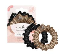 invisibobble Scrunchie Damen 2x Gold Schwarz Sprunchie Haargummi Zopfgummi | Slim True Golden, HairLoveTech Stoff Haarschmuck im 80er Stil, Spirale, starker Halt - elegant, festlich, Anlass