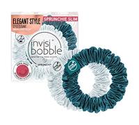 invisibobble Scrunchie Slim Grün Grau I 2x Plisee-Stoff Haargummis für Mädchen & Damen I starker Halt & haarschonend I Scrunchie Haargummi designed im Herzen Münchens