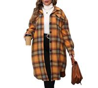 IN'VOLAND Damen Flanellhemd, Übergröße, kariert, langärmelig, Lounge-Revers, Boyfriend-Stil, Knopfleiste, Schottenkaro, lange Jacke, Gelber Karo, 52 Plus