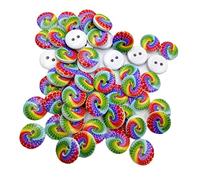 Inzopo 50 Stück Holzknöpfe mit 2 Löchern, rund, Regenbogen-Knöpfe für DIY Nähen Scrapbooking - mehrfarbig, 25 mm 25 mm