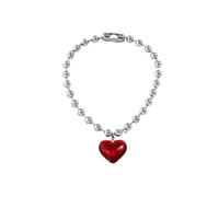 IOETSEUT Damen Halskette Schwester Halskette 6 Farben Hip Hop Bunte Liebe Herz Anhänger Halskette Frauen Punk Silber Farbe Perlen Kette Grunge Schmuck Zubehör Steampunk Mädchen Geschenke