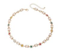 IOETSEUT Damen Halskette Schwester Halskette Elegante Imitation Perle Perlen Kette Halskette für Frauen Halsband Ehe Braut Goth Strass Halsband Party Schmuck Geschenke Neue Mädchen Geschenke