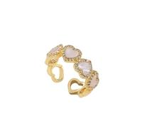 IOETSEUT Damen Schmuck Ring Mädchen Süße Imitation Muschel Weiß Herz geformt Micro Set Zirkon Offener Ring 2024 Party Für Damen Mode Schmuck Accessoires