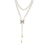 IOETSEUT Damenketten und Schmuck 2023 Neue Elegante Perlenkette Schmetterling Quaste Lange Halskette Für Frauen Modeschmuck Mädchen Süße Halsbänder Halskette Geschenk