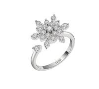 IOETSEUT Damenschmuck Mode Drehbar Weihnachten Schneeflocke Ring Weiblicher Schmuck Sterling Silber Ringe Für Frauen Stress abbauen Tägliche Kleidung