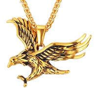 IOETSEUT Frauen Kette Halskette Männer Kreuz Adler Halskette Gold Farbe Falke Tier Charme Anhänger Gliederkette Statement HIip Hop Daily Schmuck Geschenke für ihn