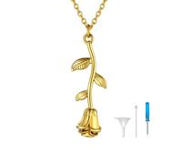 IOETSEUT Frauen Kette Halskette Männer Kreuz Einäscherung Schmuck für Asche Gold Farbe Rose Blume Urne Halskette Frauen Teen Mädchen Geschenke für ihn