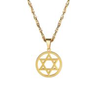 IOETSEUT Frauen Kette Halskette Männer Kreuz Magen Stern Davidstern Halskette Schwarz Gold Silber Farbe Anhänger Ketten Israel Jüdisch Hebräisch Unisex Schmuck für Männer Frauen Geschenke für ihn