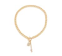 IOETSEUT Halskette Frauen personalisierte Halskette Vintage OT Schnalle Schloss Schlüssel Anhänger Choker Halskette Frauen Halsbänder Punk Quaste Kubanische Kette Grunge Schmuck Steampunk Männer