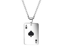 IOETSEUT Herren Halskette Silber Kreuz Halskette personalisiert Männer Mode Punk Rock Poker Karte Spate EIN Anhänger Halskette Cool Ass von Spades Gewinn Spiel Schmuck Geschenk Für Junge das Geschenk