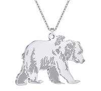 IOETSEUT Herren Halsketten Gothic Grizzly Bär Männer Halskette Vintage Tierschmuck Nordamerikanische Braunbär Halskette Frauen das Geschenk