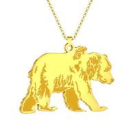 IOETSEUT Herren Halsketten Gothic Grizzly Bär Ornament Anhänger Halskette Nordamerikanischer Braunbär Weihnachtsschmuck für Männer und Frauen das Geschenk