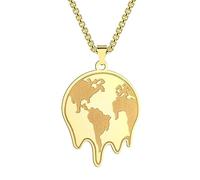 IOETSEUT Herren Halsketten Gothic Zierliche Schmelzende Erde Halskette für Frauen Männer Punk Planet Anhänger Streetwear Charm Kette Schmuck Geschenk das Geschenk