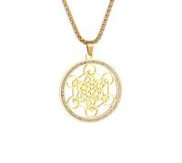 IOETSEUT Modischer Heiliger Engel Magic Circle Heilige Metatron Halskette Anhänger Salomo Amulett Schmuck für Männer und Frauen