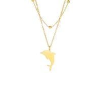 IOETSEUT personalisierte Halskette für Frauen Anhänger Halskette Niedlicher Delfin Anhänger Halskette für Mädchen Geburtstagsgeschenk Double Layer Choker Frauen Schmuck