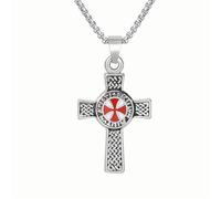 IOETSEUT Retro Punk Rotes Kreuz Templer Kreuz Anhänger Halskette für Männer Frauen Mode Amulette Accessoires Schmuck Geschenke