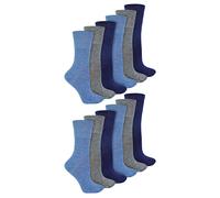 IOMI - 12 Paar Multipack Damen Diabetiker Bambus Socken | Damen Extra breite nahtlose Socken mit nicht elastischen sanften Grip Top - Blau EU 37 - 42