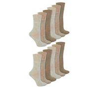 IOMI - 12 Paar Multipack Damen Diabetiker Bambus Socken | Damen Extra breite nahtlose Socken mit nicht elastischen sanften Grip Top - Beige EU 37 - 42