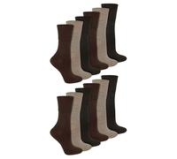 IOMI - 12 Paar Multipack Damen Diabetiker Bambus Socken | Damen Extra Wide Seamless Socken mit Non Elastic Gentle Grip Top - Dark Brown EU 37 - 42