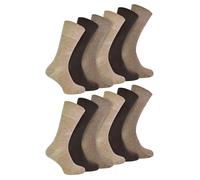 IOMI - 12 Paar Multipack Herren Diabetiker Bambus Socken | Extra breite nahtlose Socken mit nicht elastischen sanften Grip Top - Braun EU 39 - 45