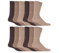 IOMI 12er Pack Herren Diabetikersocken Ohne Gummi Extra Weit Socken Ohne Naht für Geschwollene Füße (46-50, Beige)