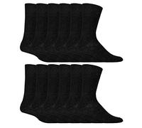 12er Pack Herren Diabetikersocken Ohne Gummi | IOMI | Extra Weit Socken Ohne Naht für Geschwollene Füße (46-50, Schwarz)