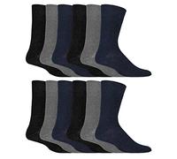 IOMI 12er Pack Herren Diabetikersocken Ohne Gummi Extra Weit Socken Ohne Naht für Geschwollene Füße (39-45, Schwarz/Marine/Grau)
