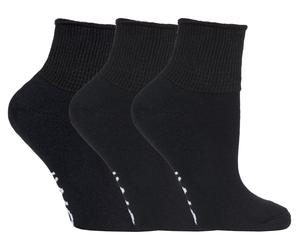 IOMI - 3 Paar Baumwolle gepolstert diabetischen Socken für geschwollene Füße und Beine - Schwarz EU 37 - 42