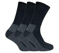 IOMI - 3 Pair Pack Extra Breit Ohne Gummi Arbeitssocken für Diabetiker (37/42, Black (Work))