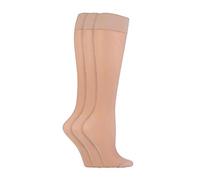 IOMI 3er Pack Damen Reisestrümpfe Extra Breite Weiche Kompressions Stützstrümpfe | DVT Flugsocken (37-40, Beige)