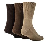 IOMI - 3er Pack Herren und Damen Bambus Ohne Gummi Socken für Diabetiker | Diabetikersocken Bambussocken (Braun, 39-42)
