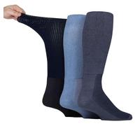 IOMI 3er Pack Kniestrümpfe Diabetiker Socken Ohne Gummi Extra Weit Bambus Diabetikersocken | Gesundheitsstrümpfe für Geschwollene Füße (DE/NL/SE/PL, Numerisch, 43, 45, Regular, Regular, Denim Blue)