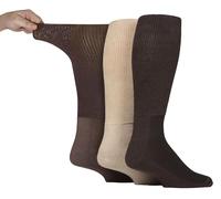 IOMI 3er Pack Kniestrümpfe Diabetiker Socken Ohne Gummi Extra Weit Bambus Diabetikersocken | Gesundheitsstrümpfe für Geschwollene Füße (DE/NL/SE/PL, Numerisch, 39, 42, Regular, Regular, Kaffee)