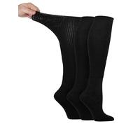 IOMI 3er Pack Kniestrümpfe Diabetiker Socken Ohne Gummi Extra Weit Bambus Diabetikersocken | Gesundheitsstrümpfe für Geschwollene Füße (39-42, Schwarz)