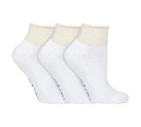 IOMI - 3er pack kurz sneaker baumwolle ohne gummi extra weit diabetikersocken kurzsocke für sommer (43-45 eur, White (Short))