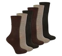 IOMI - 6 Pack Damen Diabetiker Bambus Socken | Extra breite nahtlose lockere nicht elastische Socken für Frauen - Dunkelbraun EU 37 - 42