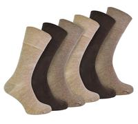 IOMI - 6 Pack Herren Diabetiker Bambus Socken | Extra breite nahtlose lose nicht elastische Socken - Braun EU 39 - 45