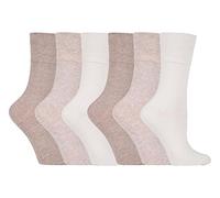 IOMI - 6er pack damen ohne gummi weitschaft baumwolle socken/diabetikersocken (37-42 eur, Cream LA4)…
