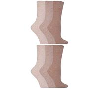IOMI - 6er pack damen ohne gummi weitschaft baumwolle socken/diabetikersocken in 7 farben (37-42 eur, Beige LA3)